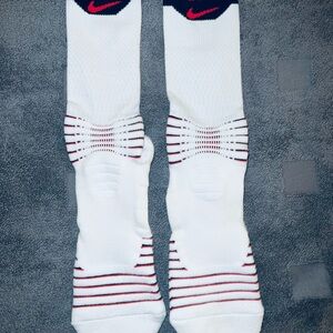 Nike Dri-Fit White and Navy Olympic game Socks